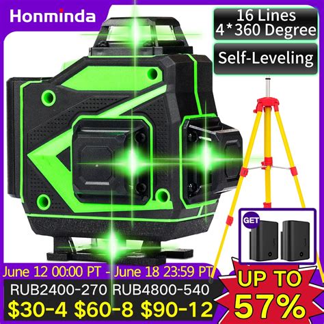 16 Lijnen 4d Laser Level Groene Lijn Zelfnivellering 360 Horizontaal En