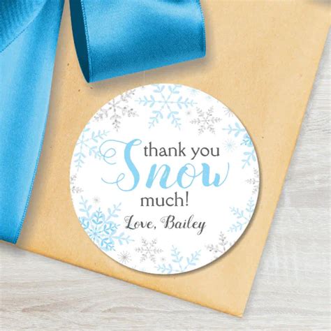 Thank You Snow Much Winter Onederland Blue Snow Classic Round Sticker