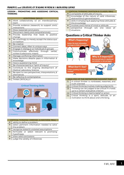 Solution Lesson Promoting And Assessing Critical Thinking Studypool