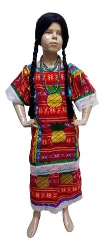 Vestido Regional Típico Oaxaca La Guelaguetza Huipil Flor De Piña Para Niña