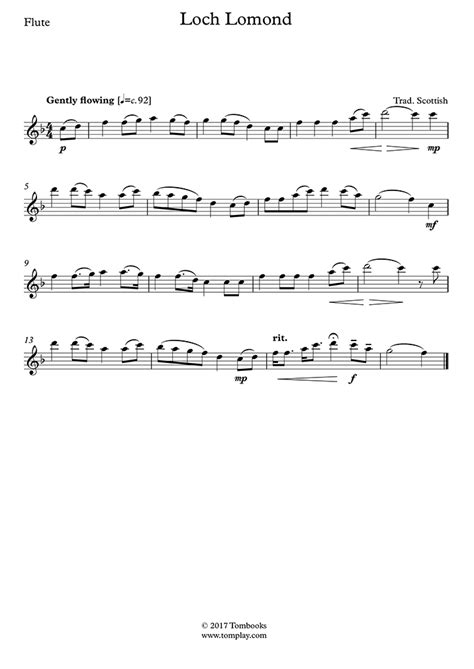 Loch Lomond Traditional Flute Sheet Music