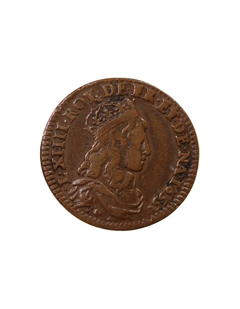 LOUIS XIV LIARD AU BUSTE JUVENILE 1655 B PONT DE L ARCHE Cuivre