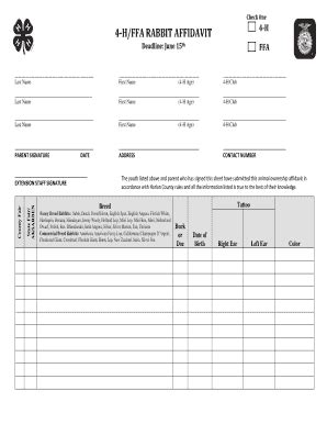 Fillable Online Extension Unl Check One H Ffa Market Lamb Affidavit