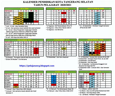 Kalender Pendidikan Tahun Ajaran Kota Tangerang Selatan