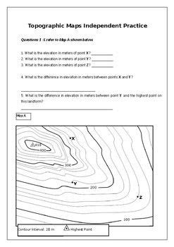 Topographic Map Worksheet Free Printable