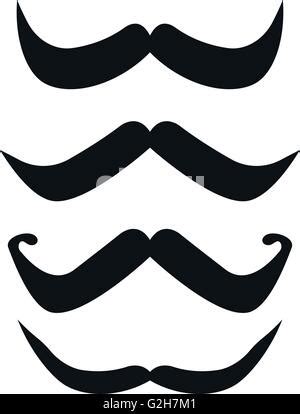 Vector Whisker Hipster Negro Charlie Chaplin Bigote Conjunto Icono De