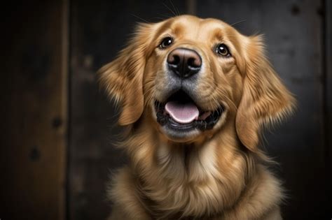 Una Foto De Un Perro Golden Retriever Sacando La Lengua Foto Premium