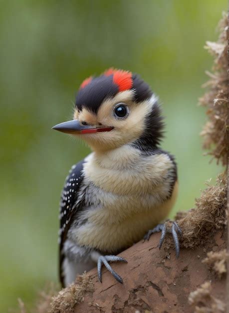 Premium Ai Image Cute Baby Woodpecker