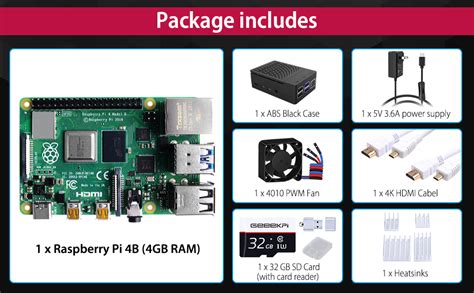 Geeekpi Kit De Inicio Para Raspberry Pi 4 4gb Con