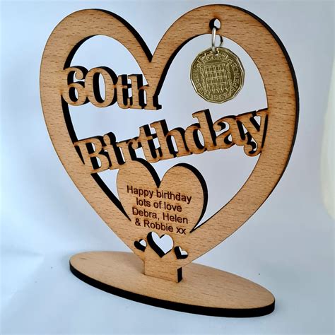 Personalised 60th Birthday Wooden Freestanding Heart With 1963 Etsy