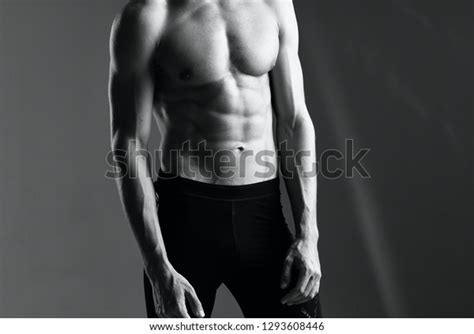 Inflated Male Athlete Naked Torso Sport Stock Photo 1293608446