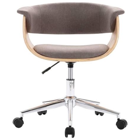 Oll Chaise Pivotante De Bureau Taupe Bois Courb Et Tissu Ab