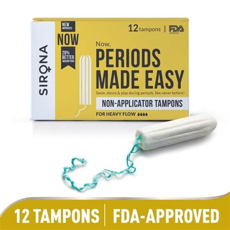 Sirona Period Made Easy Tampons 12 Piecefor Heavy Flowbiodegradable Tamponsfda Approved