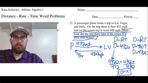 Distance Rate Time Word Problems Part 2 Algebra 1 Kuta Worksheet