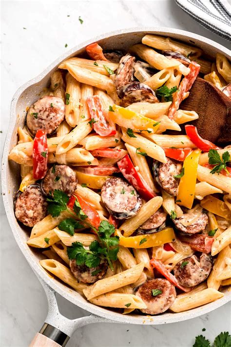 Creamy Cajun Sausage Pasta Garnish Glaze