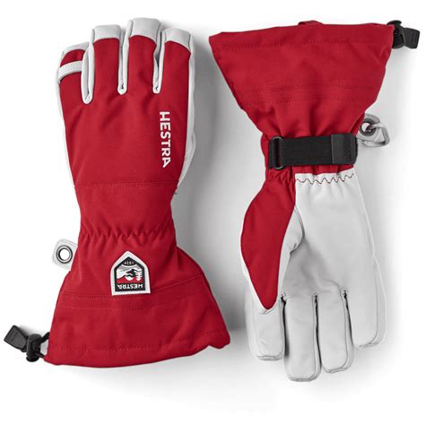 Hestra Mens Army Leather Heli Ski Glove In Red