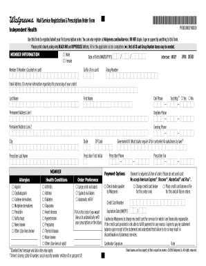 Fillable Online Walgreens Mail Order Pharmacy Registration Form