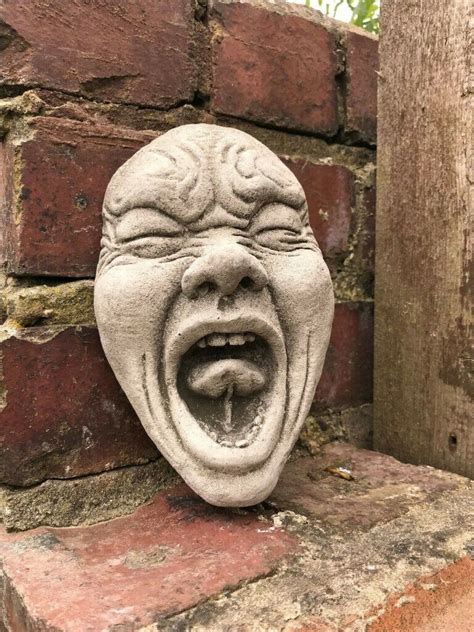 Decorative Stone Funny Scream Face Sculpture Garden Ornament | in ...