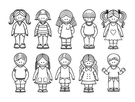 kids clipart blackwhite