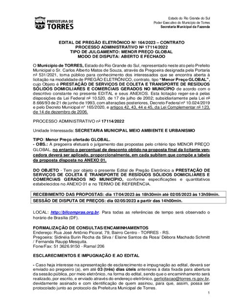 Preenchível Disponível O Municpio de TORRES Estado do Rio Grande do