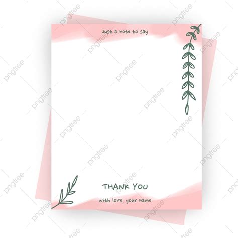 Note Card Template With Watercolor Pink Template Download On Pngtree