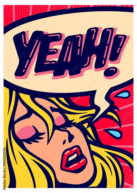 Vecteur Stock Pop Art Style Comic Book Panel Girl Screaming For