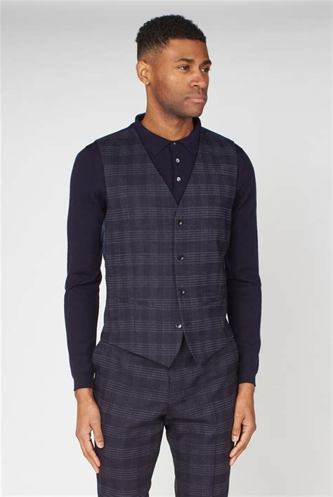 Gibson London Slim Fit Charcoal Checked Three Piece Suit