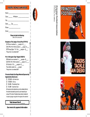 Fillable Online Princeton Football Association Fax Email Print Pdffiller