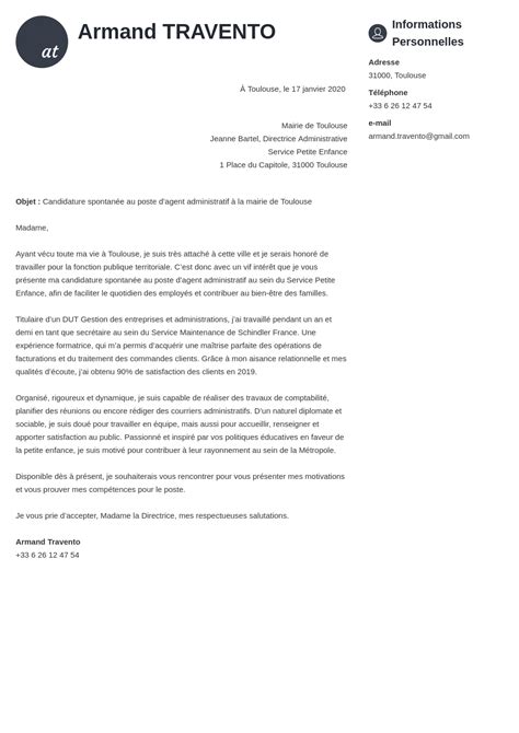 Lettre de motivation mairie exemple toute expérience