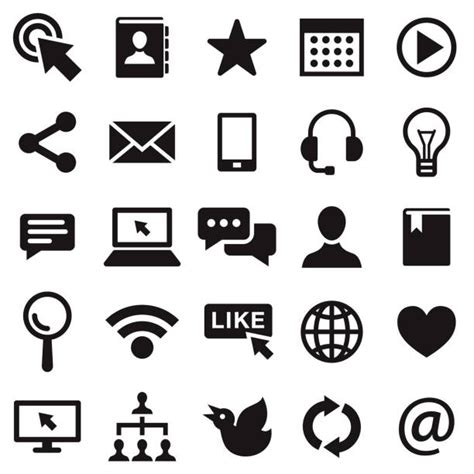 Black And White Social Media Icons Illustrations Royalty Free Vector