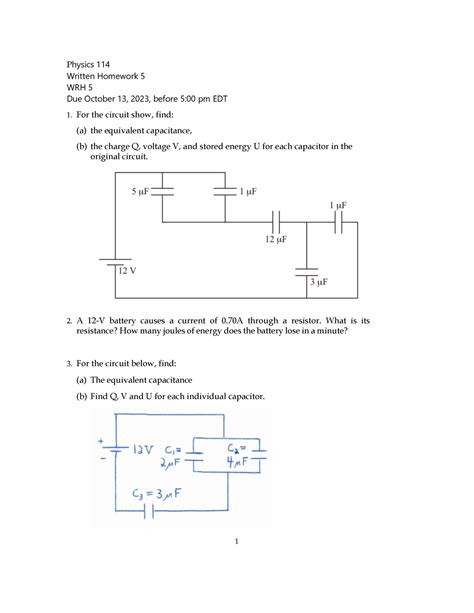 14894210 HW 5 1 Physics 114 Written Homework 5 WRH 5 Due October 13