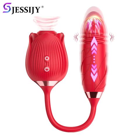 Female Rose Vibrator Tongue Licking Nipple Sucking G Spot Vibrator Vaginal Clitoris Stimulator