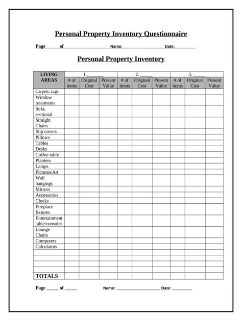 Property Inventory Template Doc Template Pdffiller