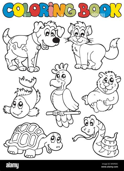 Coloriage Avec Animaux Domestiques 2 Image Vectorielle Stock Alamy