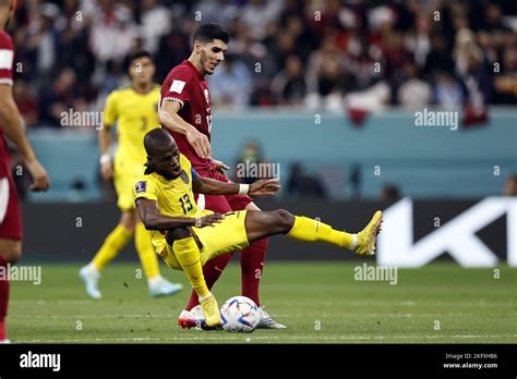 AL KHOR L R Enner Valencia Of Ecuador Karim Boudiaf Of Qatar