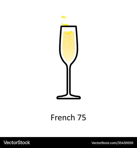 French 75 Cocktail Icon In Flat Style Royalty Free Vector