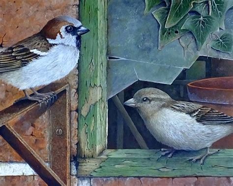 Original Painting Of A Pair Of House Sparrows With Replica Etsy Uk