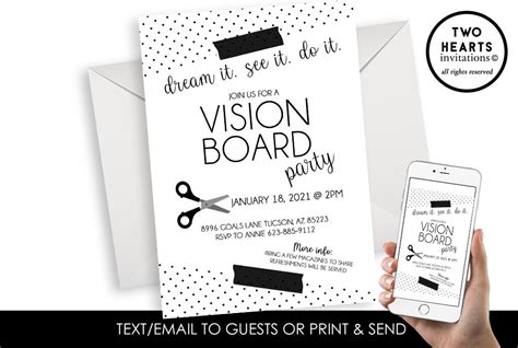 Vision Board Party Invitation Invite Digital 5x7 Goals Dreams | Etsy