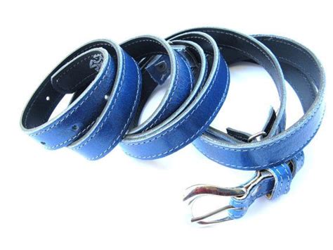 Double Wrap Skinny Leather Belt In Blue Me By Amielleatherdesign 43