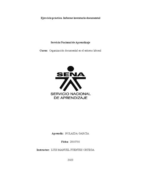 Ejercicio Pr Ctico Informe Inventario Documental Ejercicio Pr Ctico