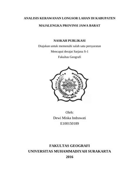 PDF FAKULTAS GEOGRAFI UNIVERSITAS MUHAMMADIYAH Eprints Ums Ac Id