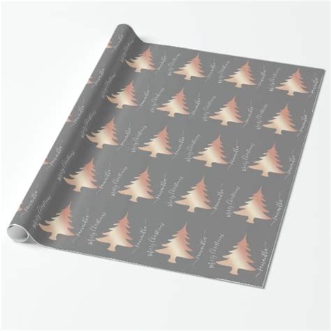 Elegant rose gold Christmas tree pattern Wrapping Paper | Zazzle