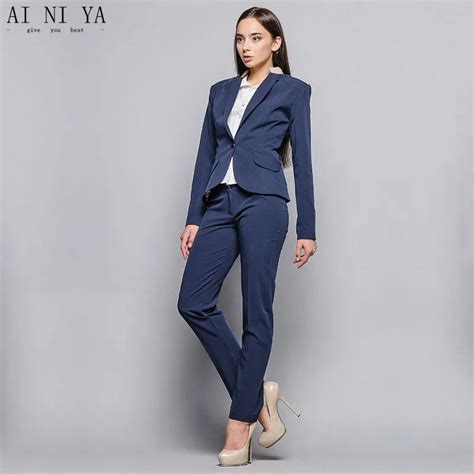 Cal As Jaqueta Azul Escuro Das Mulheres De Neg Cio Ternos Blazer Formal