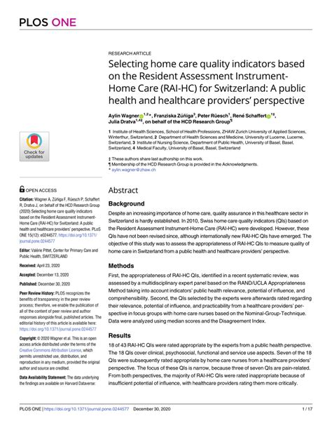 Pdf Selecting Home Care Quality Indicators Based On The Resident