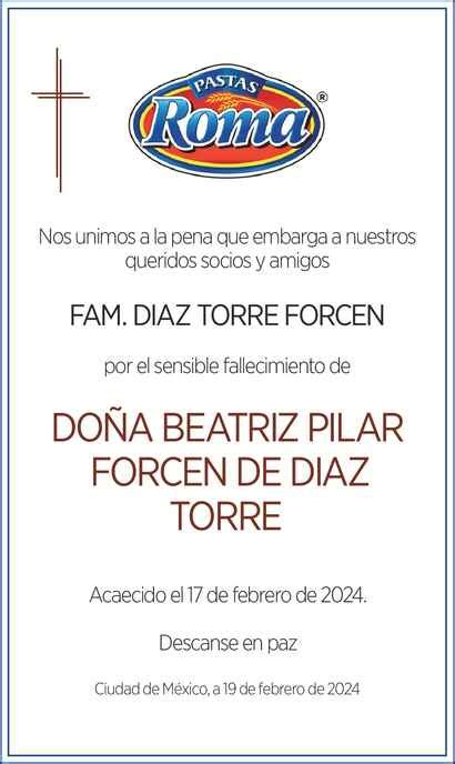 Do A Beatriz Pilar Forcen De D Az Torre Obituario Esquela