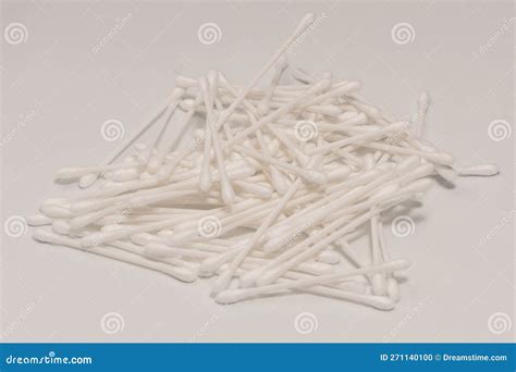 Group Of White Cotton Buds Isolated On White Background Stock Photo