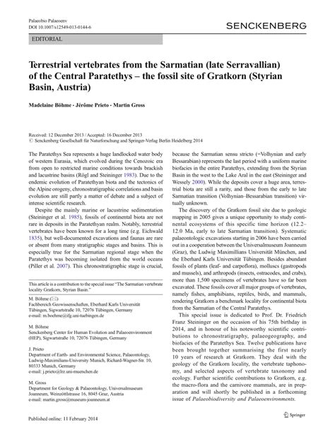 (PDF) Terrestrial vertebrates from the Sarmatian (late Serravallian) of the Central Paratethys ...