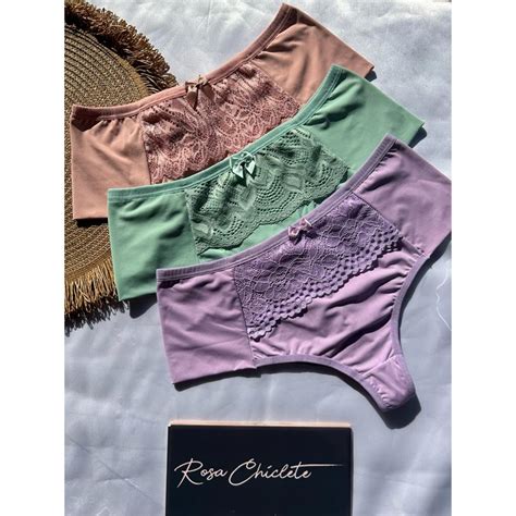 Tangas Fio Duplo Pala Alta Lingerie Confort Vel Feminino Estilo