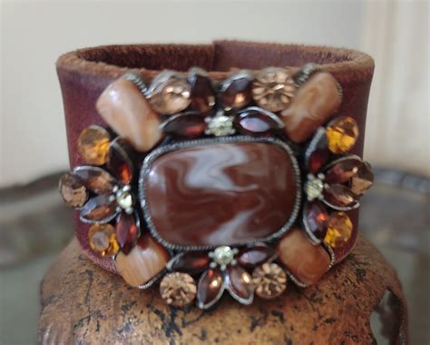 Classic Distressed Leather Cuff Bracelet Etsy