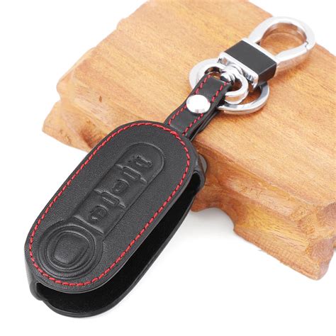 Fits For Fiat 500 Leather Car Key Cover 3 Button Flip Remote Key Shell